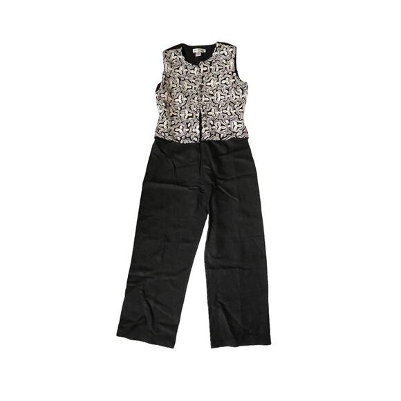 Vintage 1990s Newport News Jumpsuit Linen Blend Bohemian Black 8 Petite EUC - Picture 12 of 12